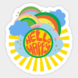 Hello Happy Sunburst Sticker